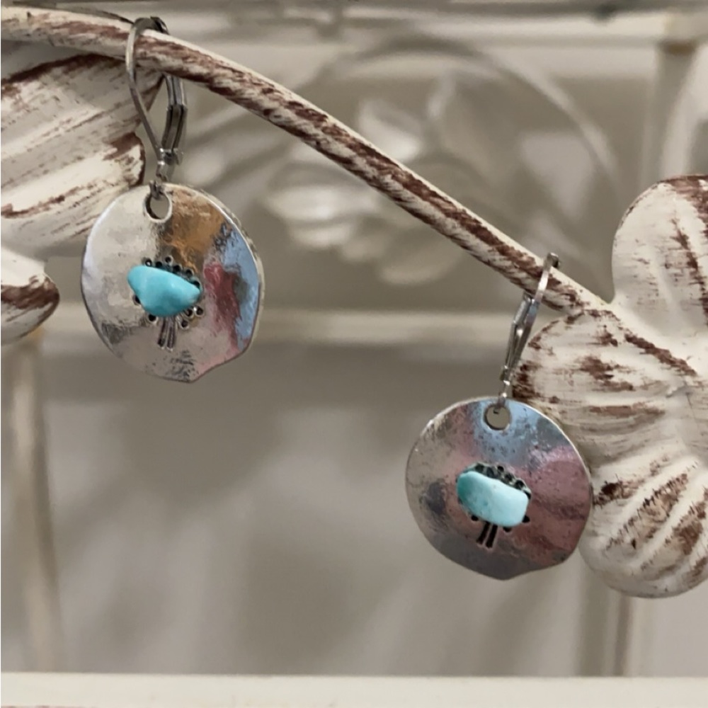 3/$40 Genuine Raw Sleeping Beauty Turquoise & Silver Hand Crafted Earrings